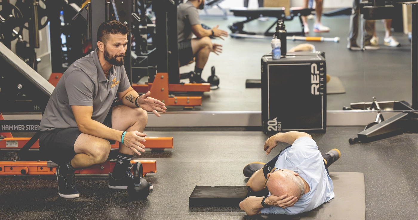 Coach speaking with a client during an Activity Readiness Check at Sherpa in Westport CT