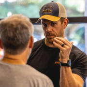 Coach explaining an assessment to an athlete at Sherpa in Westport CT